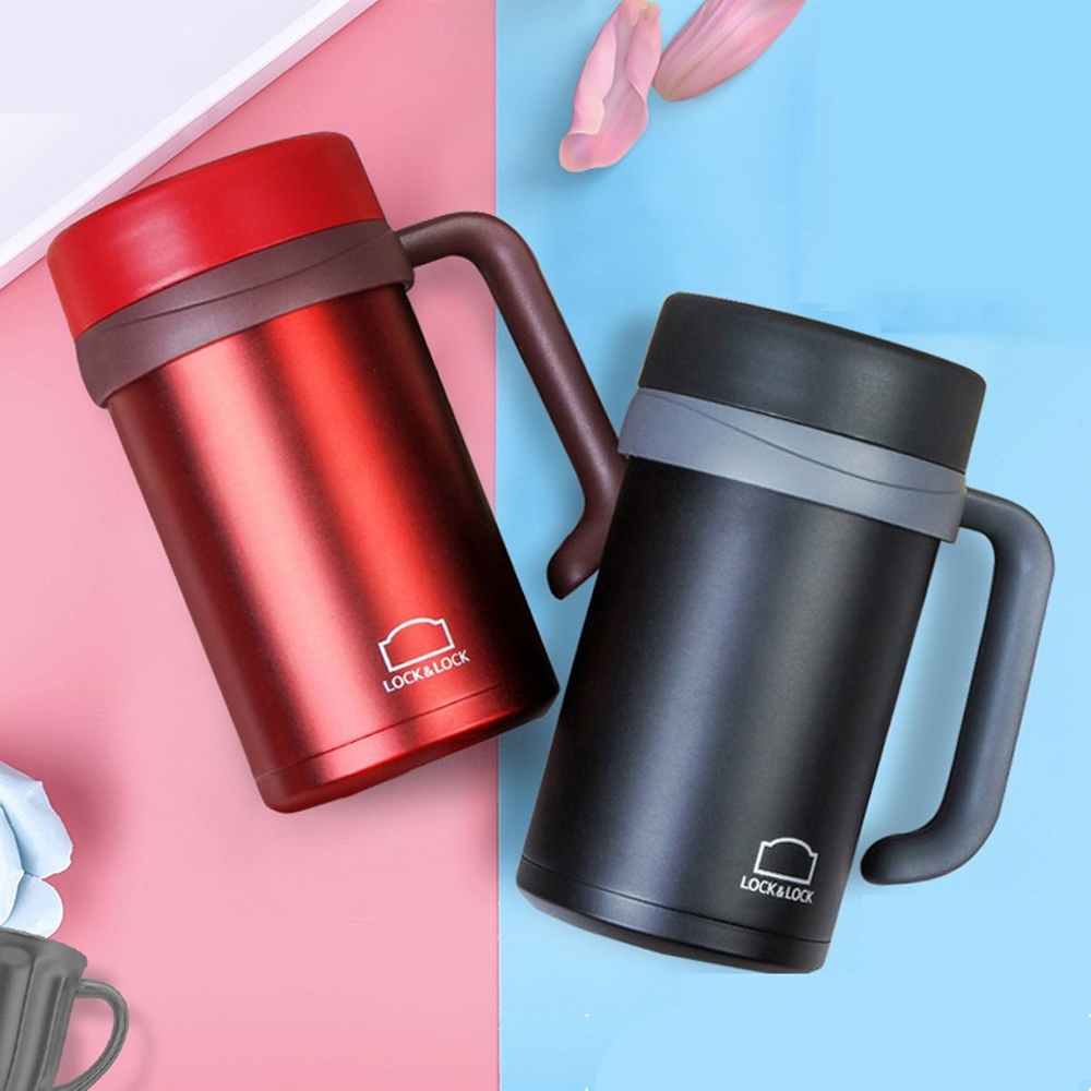 Ly giữ nhiệt Lock&Lock 500ml có tay cầm New Basic Table LHC4026 - Hàng chính hãng, miệng ly rộng - JoyMall