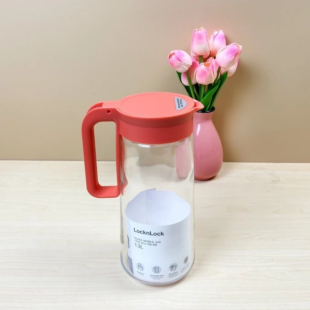 Bình nước thủy tinh có quai cầm LocknLock 1.3L LLG619