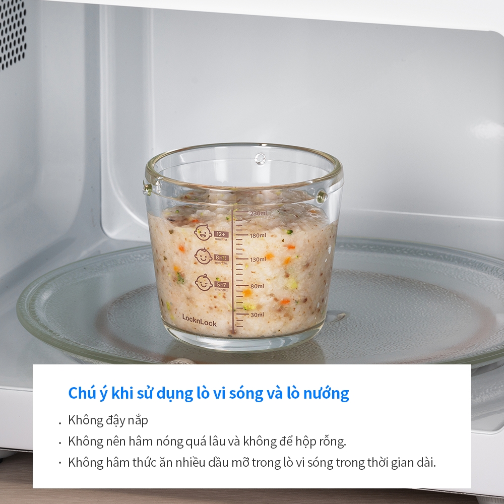 Bộ 3 hộp thủy tinh đựng thức ăn dặm cho bé Lock&Lock LLG542S3IVY - Hàng chính hãng chịu nhiệt tốt có vạch chia - JoyMall