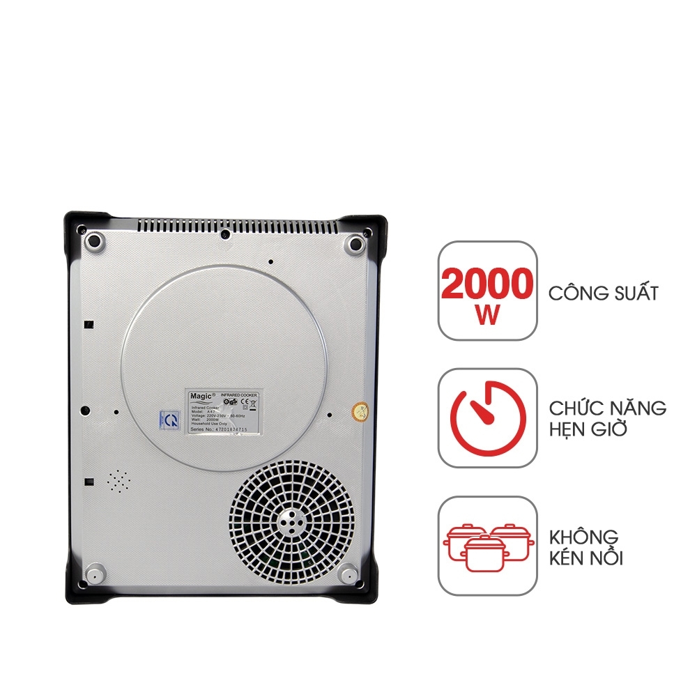 Bếp điện hồng ngoại Magic Korea A-47 2000W, Hàng Chính Hãng, Hai Vòng Nhiệt Không Kén Nồi - JoyMall