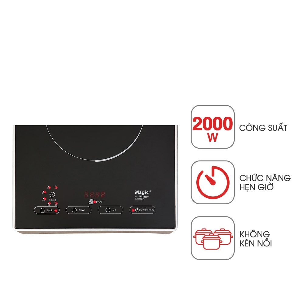 Bếp điện hồng ngoại Magic Korea A-47 2000W, Hàng Chính Hãng, Hai Vòng Nhiệt Không Kén Nồi - JoyMall