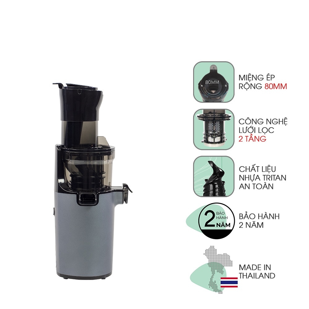 Máy ép tốc độ chậm miệng rộng thế hệ mới Magic Eco AC-139, Hàng Chính Hãng, Trục Xoắn Cơ Học - JoyMall