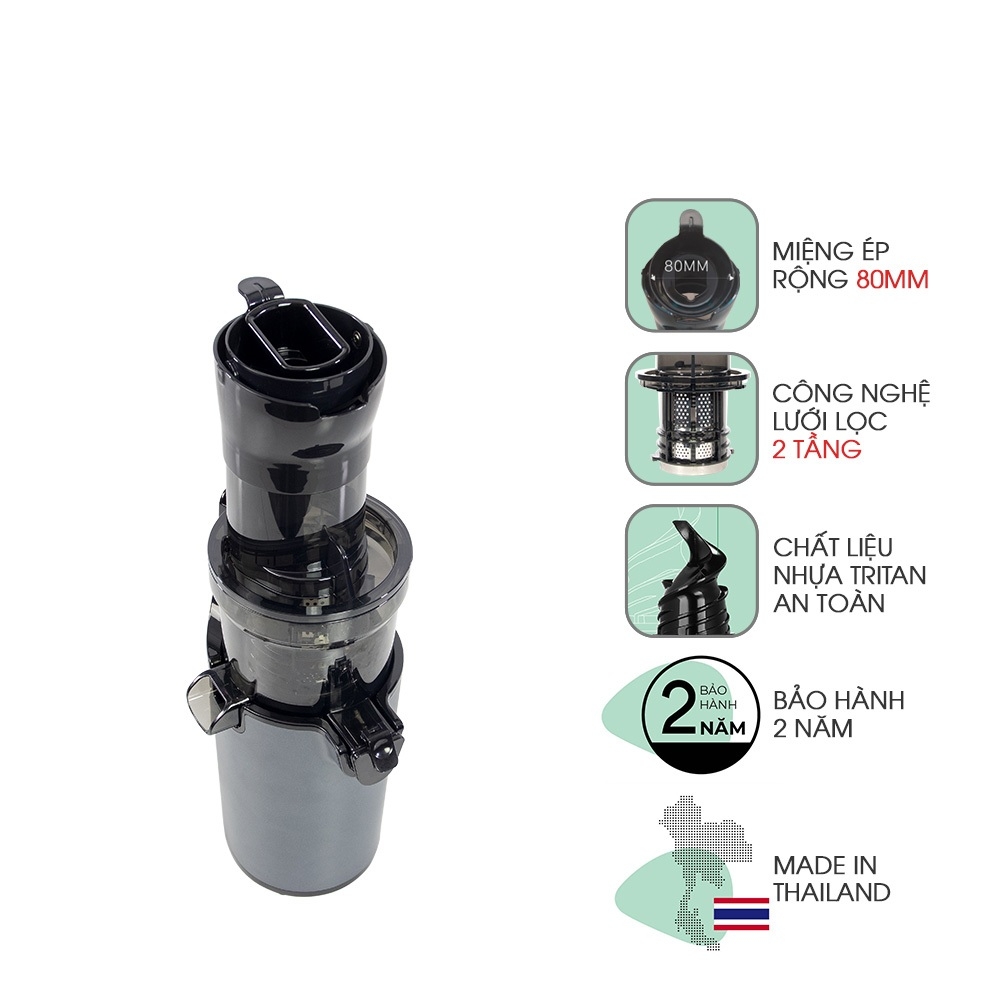 Máy ép tốc độ chậm miệng rộng thế hệ mới Magic Eco AC-139, Hàng Chính Hãng, Trục Xoắn Cơ Học - JoyMall