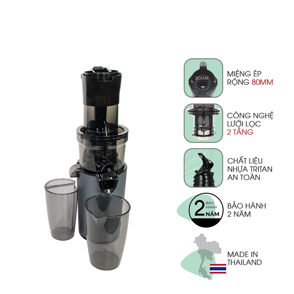 Máy ép tốc độ chậm miệng rộng thế hệ mới Magic Eco AC-139, Hàng Chính Hãng, Trục Xoắn Cơ Học - JoyMall