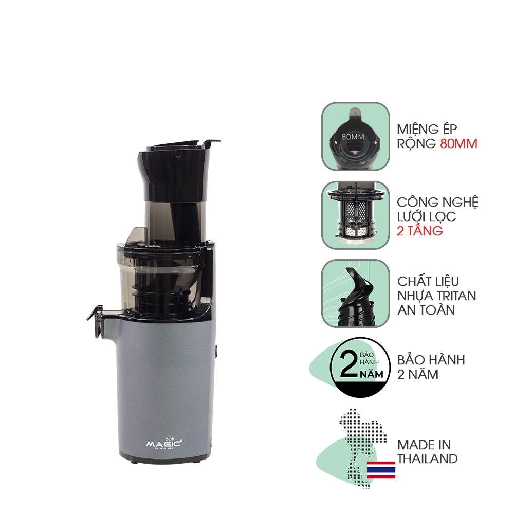 Máy ép tốc độ chậm miệng rộng thế hệ mới Magic Eco AC-139, Hàng Chính Hãng, Trục Xoắn Cơ Học - JoyMall