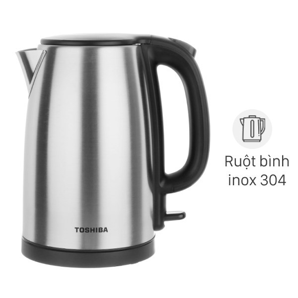Ấm đun siêu tốc Toshiba KT-17SH2NV 1.7L, Inox 304 - Hàng chính hãng, bộ điều khiển strix - JoyMall