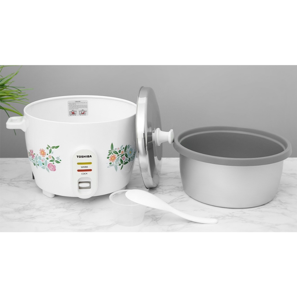 Nồi cơm điện nắp rời Toshiba RC-18MH1PV(F) 1.8L, Hàng chính hãng, Lòng nồi hợp kim nhôm phủ chống dính, 2 chế độ-JoyMall