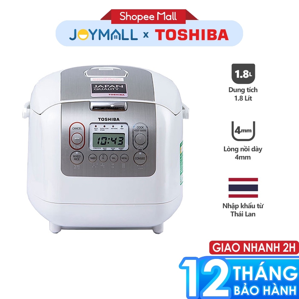 Nồi cơm điện tử Toshiba 1.8 lít RC-18NMFVN(WT)- Xuất xứ Thái Lan- Hàng chính hãng bảo hành 12 tháng, chất lượng Nhật Bản