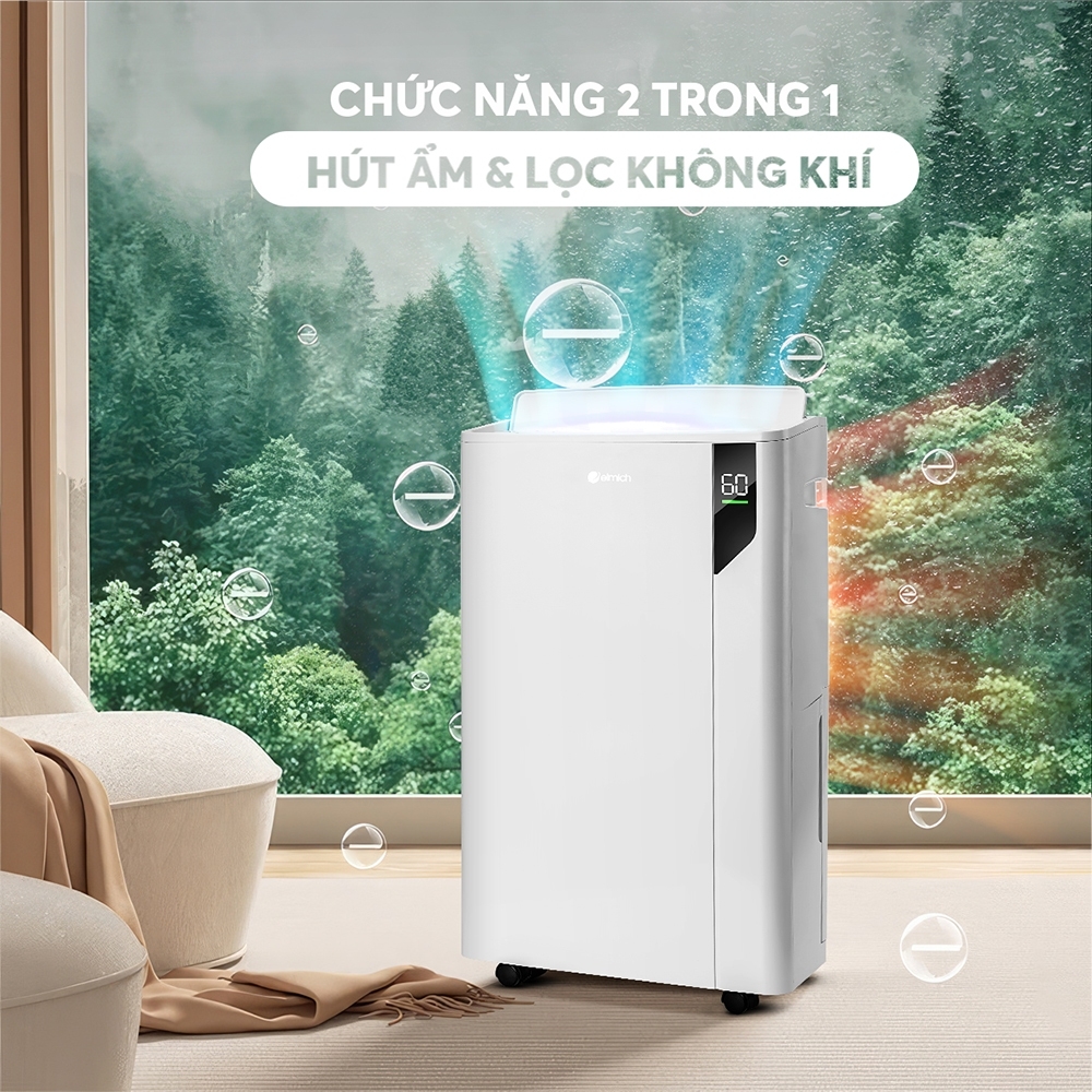 Máy hút ẩm kèm lọc không khí Elmich DE-8581, Hàng chính hãng, bộ lọc HEPA lọc >99% vi khuẩn, 440W, dung tích lớn-JoyMall