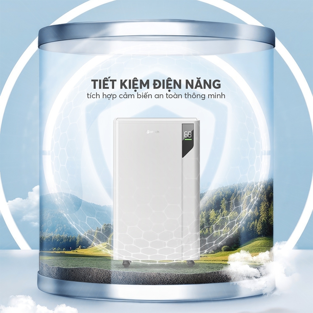 Máy hút ẩm kèm lọc không khí Elmich DE-8581, Hàng chính hãng, bộ lọc HEPA lọc >99% vi khuẩn, 440W, dung tích lớn-JoyMall