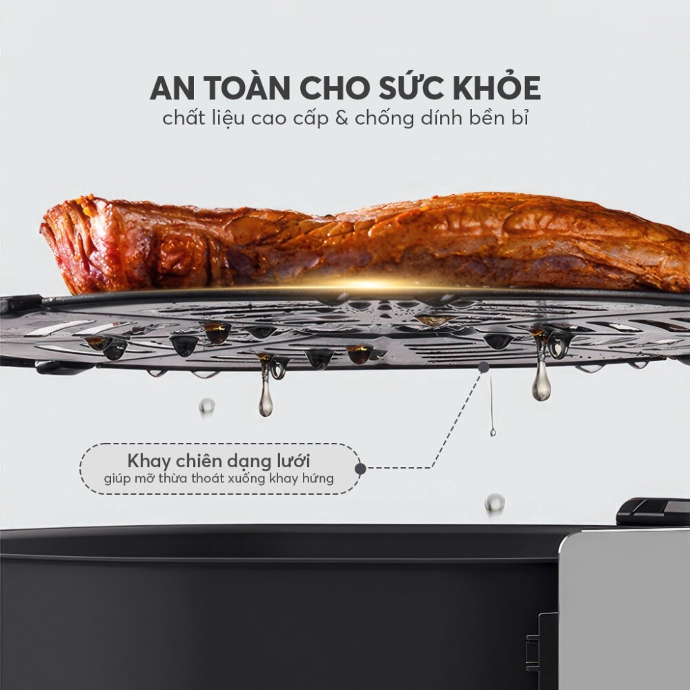 Nồi chiên không dầu 8L Elmich AFE-3951OL, Hàng chính hãng, nướng được cả con gà, lồng nồi chống dính - JoyMall