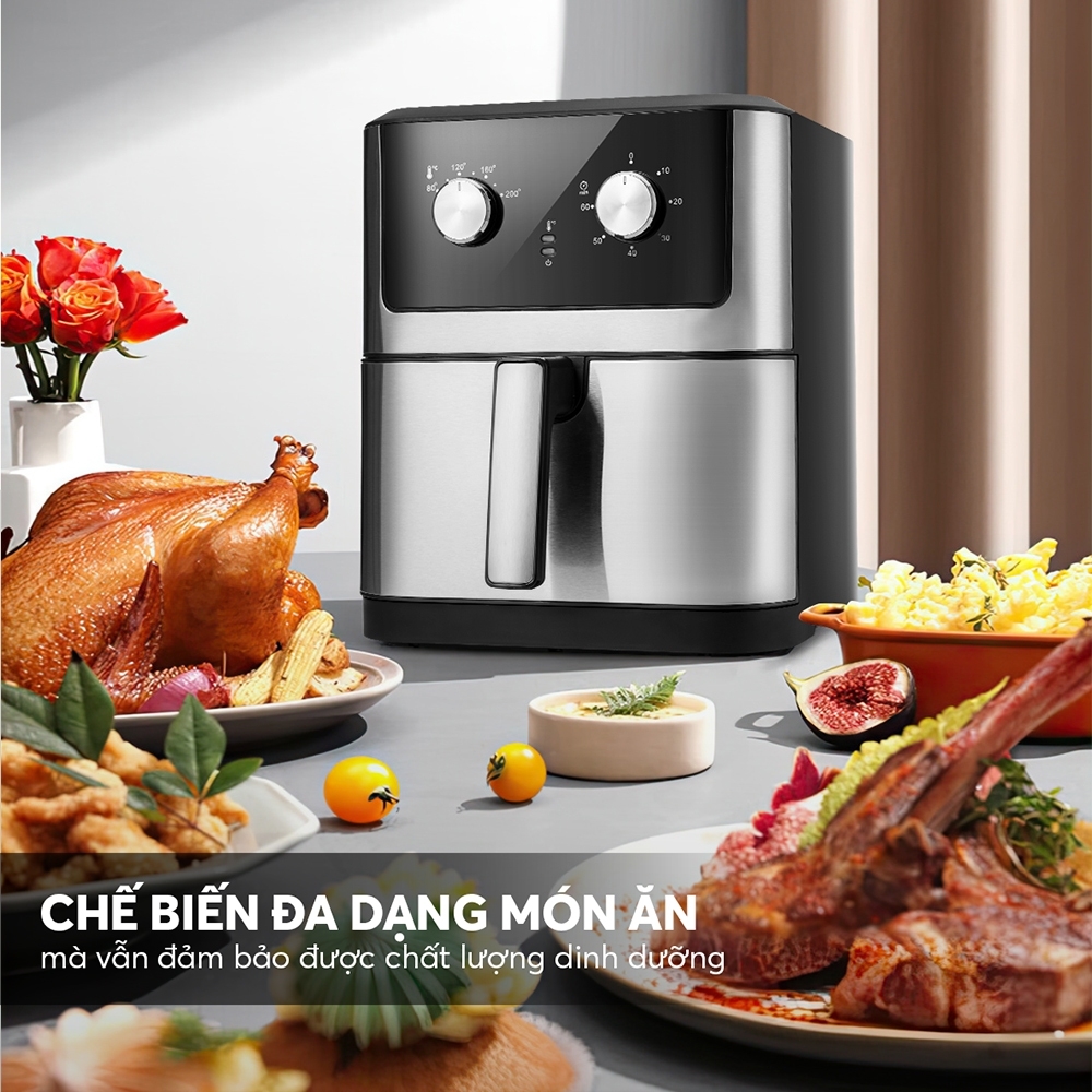 Nồi chiên không dầu 8L Elmich AFE-3951OL, Hàng chính hãng, nướng được cả con gà, lồng nồi chống dính - JoyMall