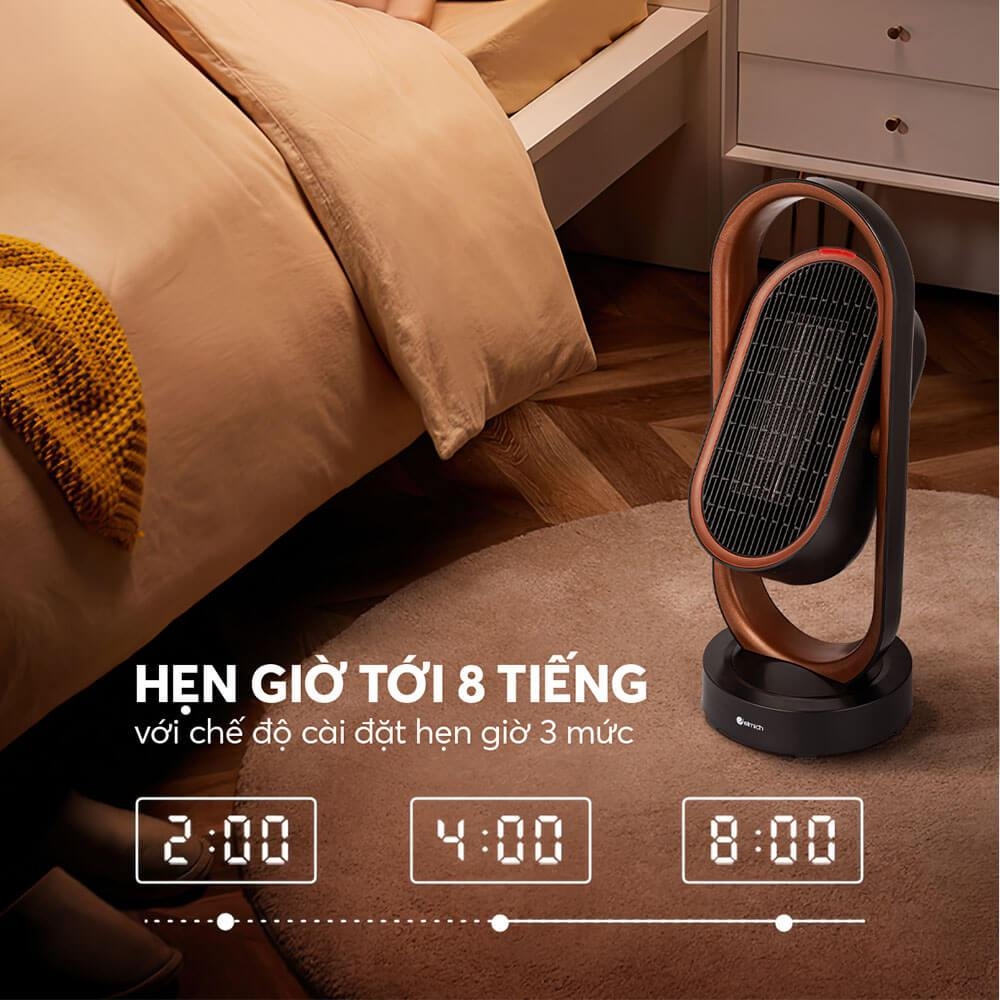 Máy sưởi gốm Elmich CHE 3937, CHE-3938, Hàng chính hãng, 3 mức hẹn giờ, không đốt cháy oxy, 2 chế độ sưởi - JoyMall