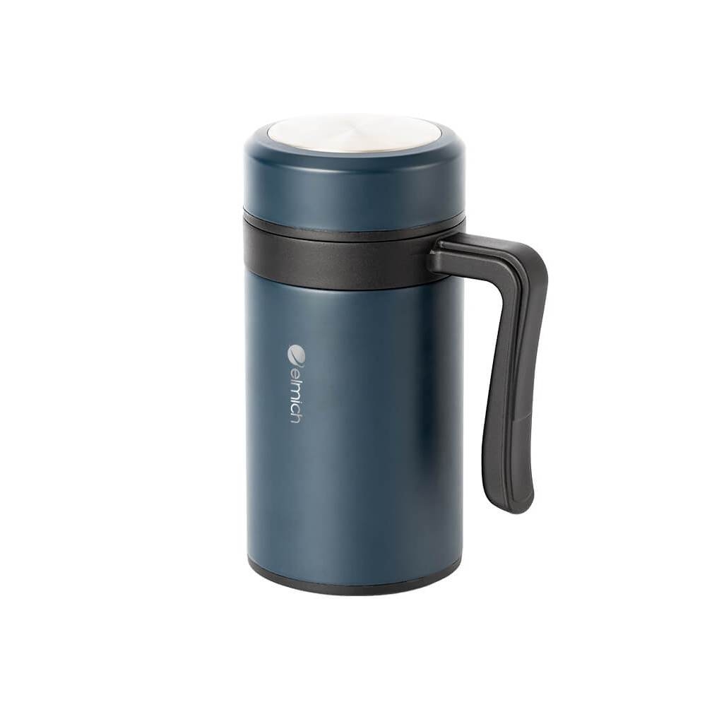 Ly giữ nhiệt inox 304 Elmich EL8329 450ml, Hàng chính hãng, có tay cầm, có khay lọc trà, miệng rộng dễ vệ sinh - JoyMall