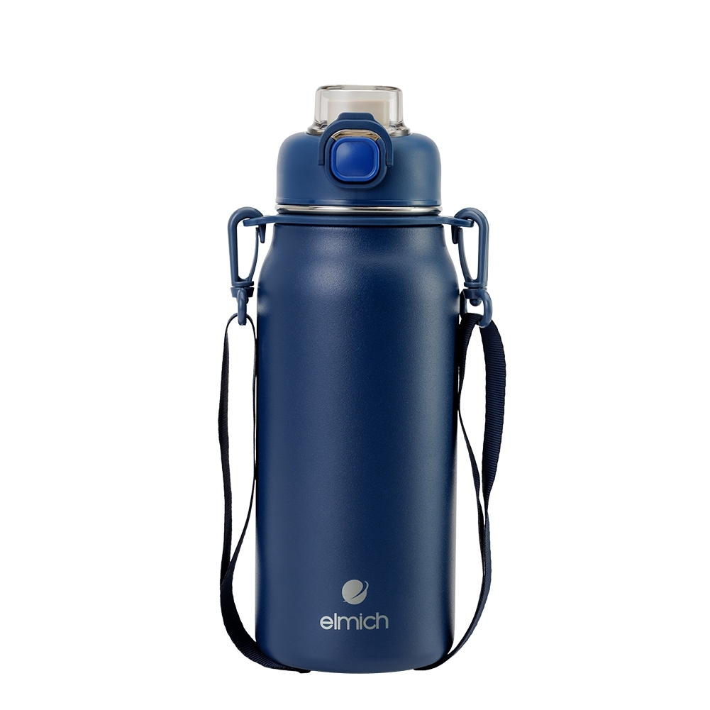 Bình giữ nhiệt inox 316 Elmich EL8331 1L, Hàng chính hãng, kèm ống hút silicone, có dây đeo, chống tràn - JoyMall