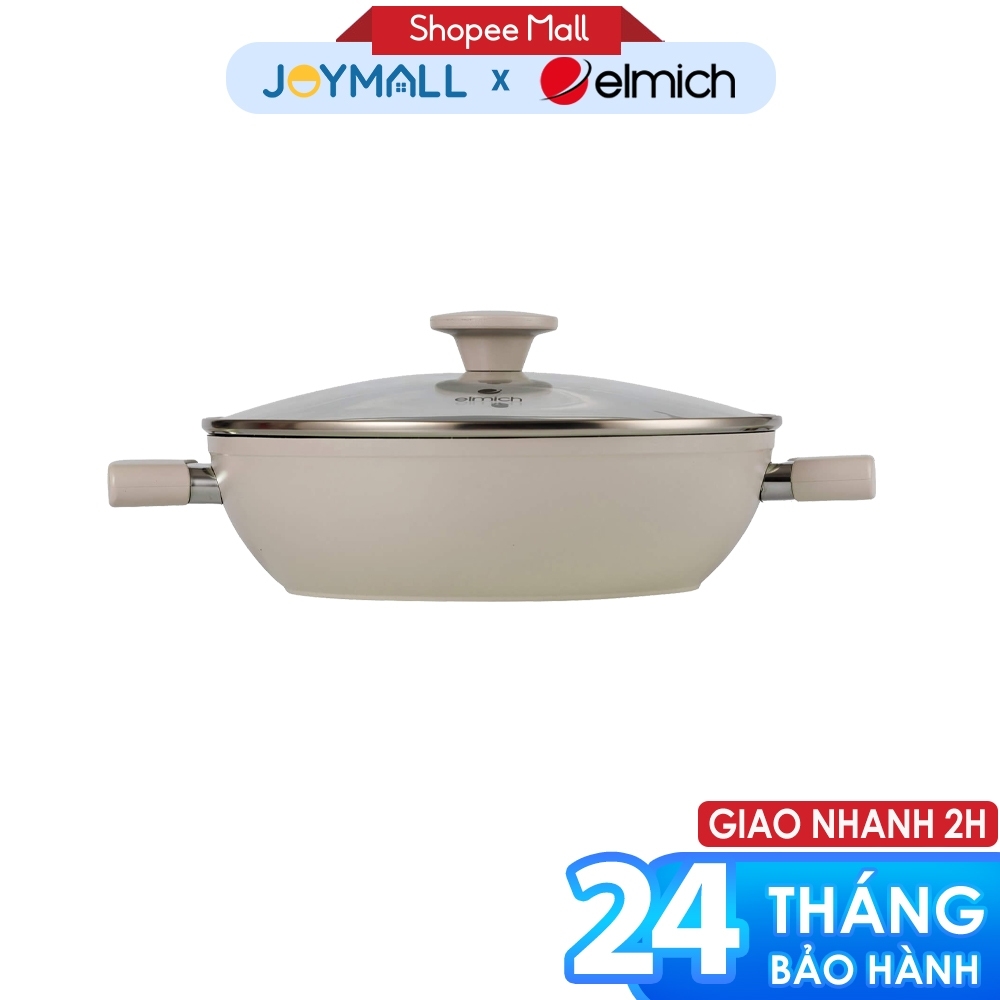 Nồi lẩu đa năng chống dính vân đá Elmich EDA-0875 size 28cm, Hàng chính hãng, phủ chống dính, bắt từ nhanh - JoyMall