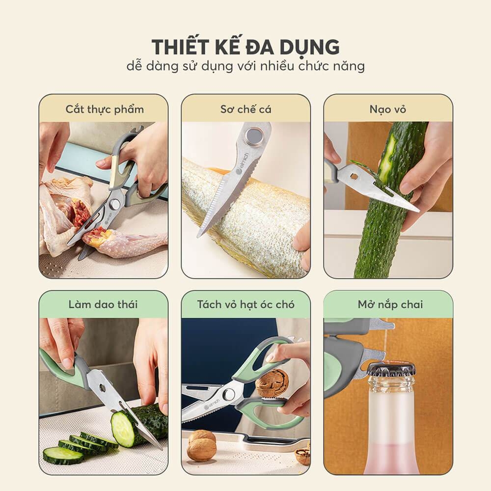 Kéo nhà bếp đa năng Elmich Diamond EL8409, Hàng chính hãng, chất liệu chống ăn món, khóa chốt thông minh - JoyMall