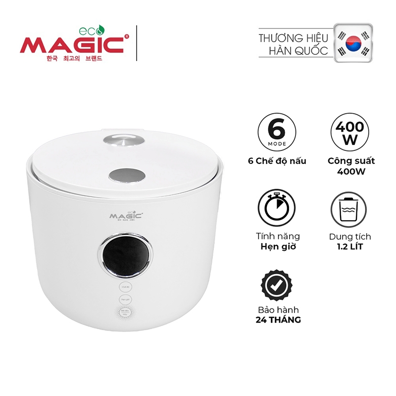 Nồi cơm điện tử 1,2 lít Magic Eco AC-250, Hàng chính hãng, lòng nồi chống dính, 6 chế độ nấu, làm nóng 360 độ - JoyMall