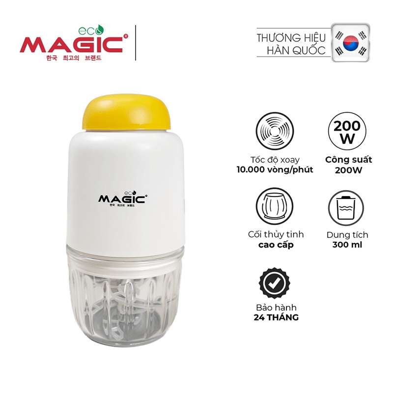 Máy xay thực phẩm mini Magic Eco AC-13, Hàng chính hãng, công suất mạnh 200W, 7 lưỡi dao kép, xay đa năng - JoyMall