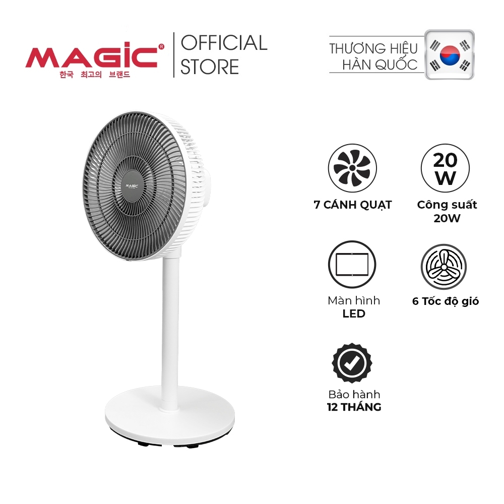 Quạt máy đứng có remote Magic AC-252, Hàng chính hãng, Giảm tiếng ồn, 3 chế độ gió, xoay 120 độ - JoyMall
