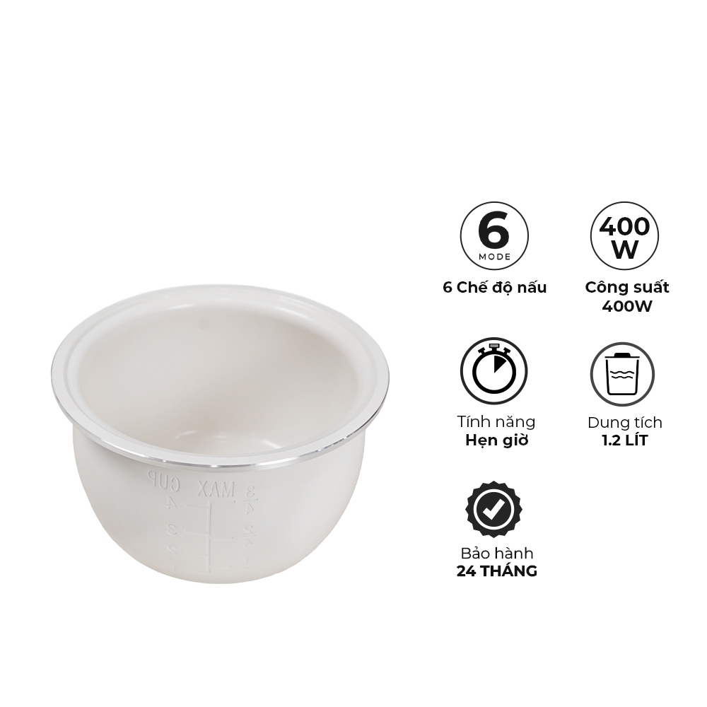 Nồi cơm điện tử 1,2 lít Magic Eco AC-250, Hàng chính hãng, lòng nồi chống dính, 6 chế độ nấu, làm nóng 360 độ - JoyMall