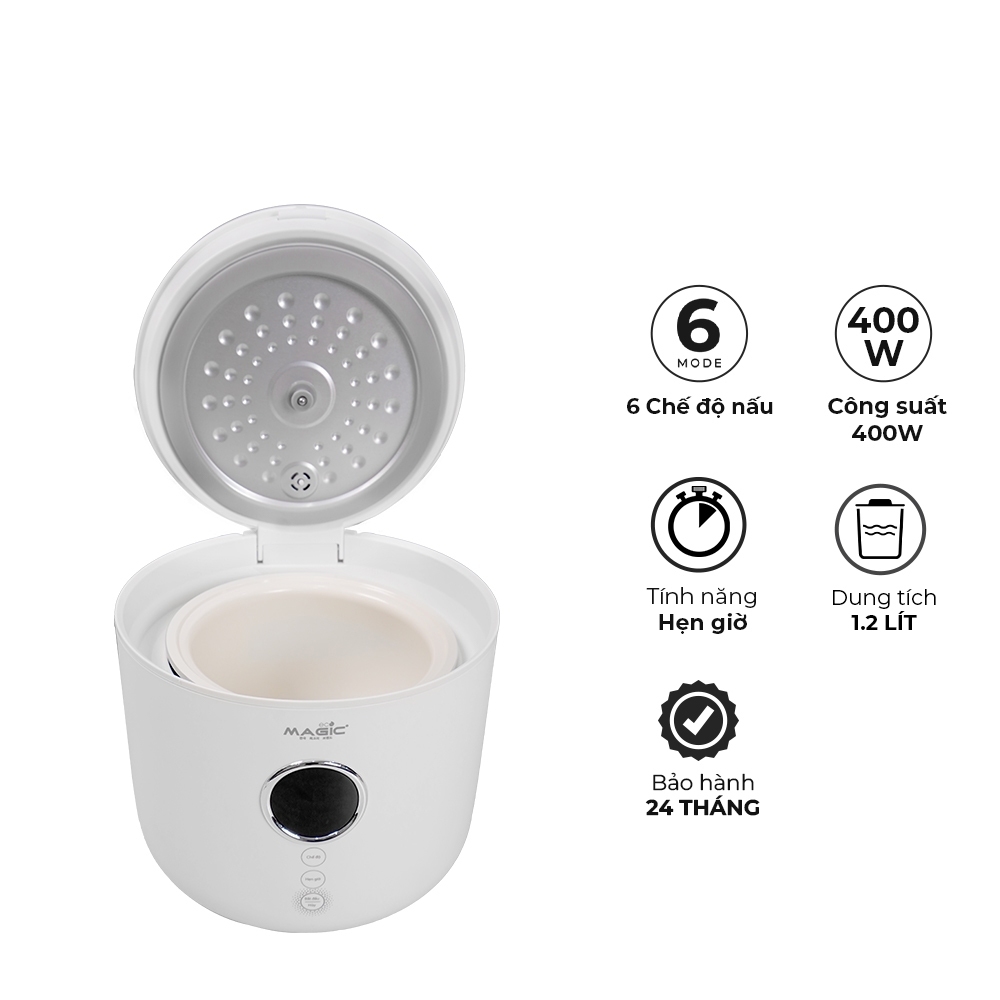 Nồi cơm điện tử 1,2 lít Magic Eco AC-250, Hàng chính hãng, lòng nồi chống dính, 6 chế độ nấu, làm nóng 360 độ - JoyMall