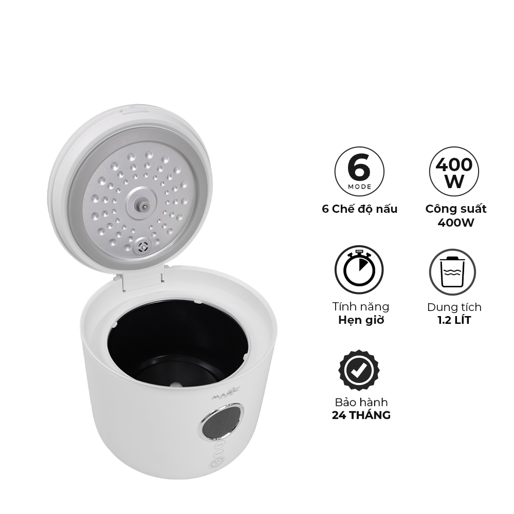 Nồi cơm điện tử 1,2 lít Magic Eco AC-250, Hàng chính hãng, lòng nồi chống dính, 6 chế độ nấu, làm nóng 360 độ - JoyMall