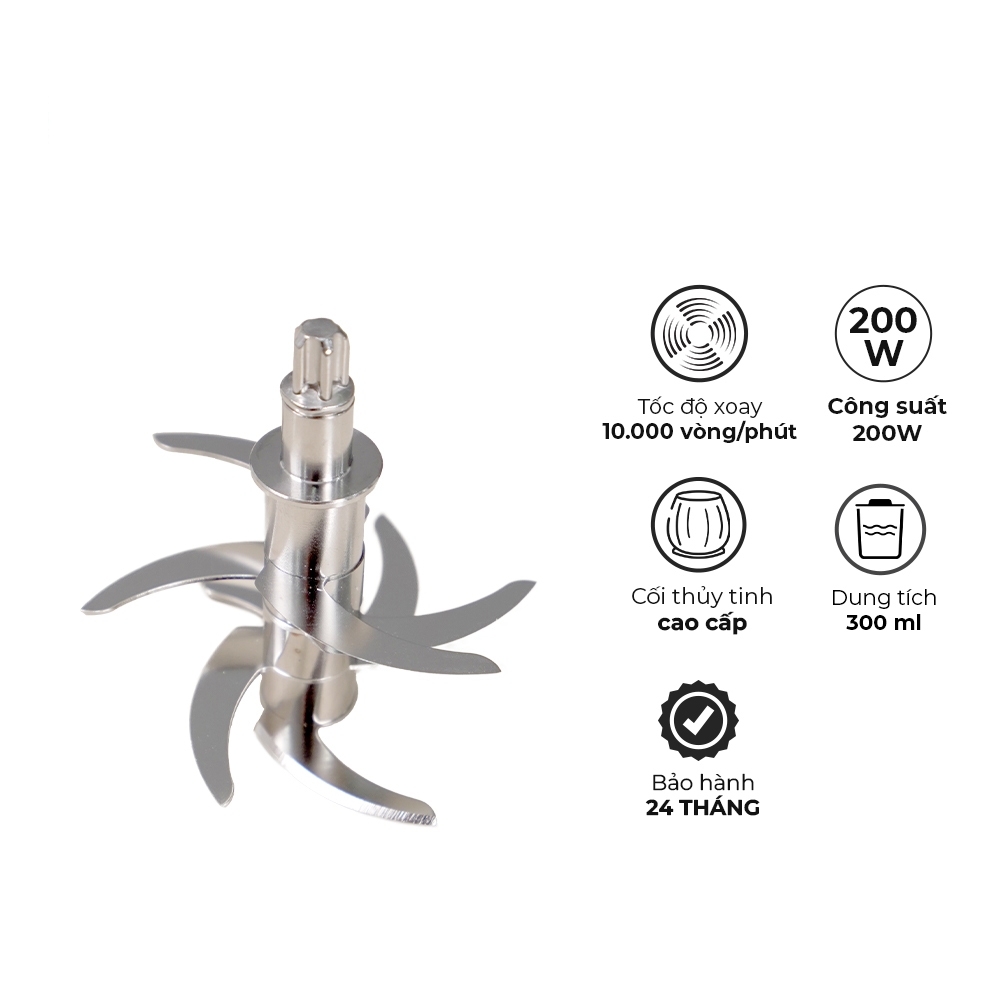 Máy xay thực phẩm mini Magic Eco AC-13, Hàng chính hãng, công suất mạnh 200W, 7 lưỡi dao kép, xay đa năng - JoyMall