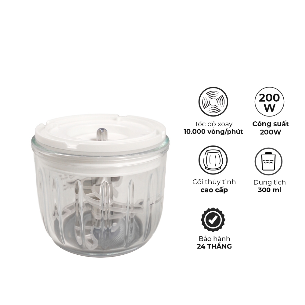 Máy xay thực phẩm mini Magic Eco AC-13, Hàng chính hãng, công suất mạnh 200W, 7 lưỡi dao kép, xay đa năng - JoyMall