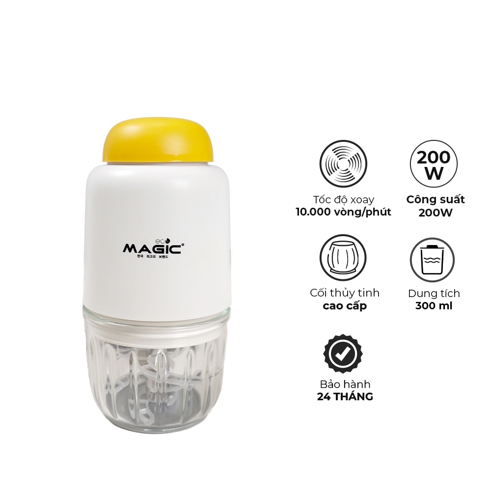 Máy xay thực phẩm mini Magic Eco AC-13, Hàng chính hãng, công suất mạnh 200W, 7 lưỡi dao kép, xay đa năng - JoyMall