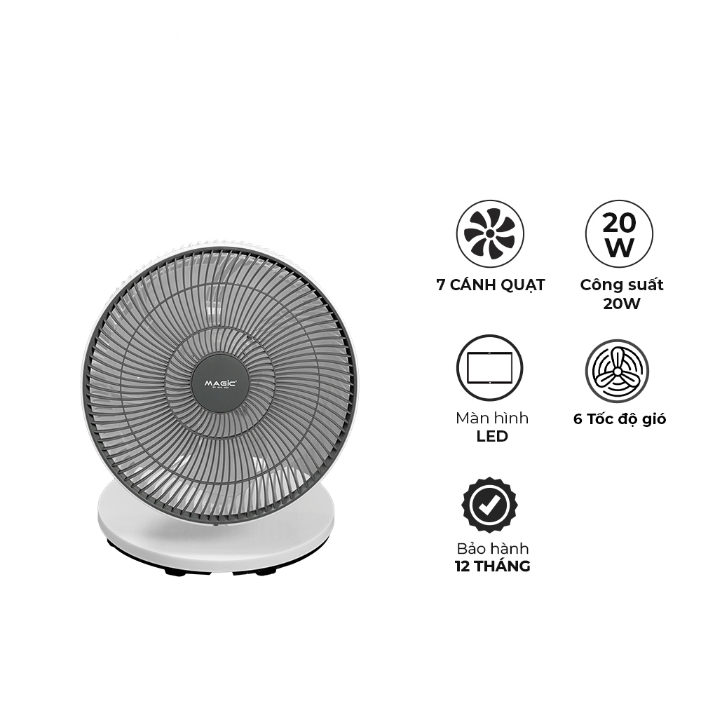 Quạt máy đứng có remote Magic AC-252, Hàng chính hãng, Giảm tiếng ồn, 3 chế độ gió, xoay 120 độ - JoyMall