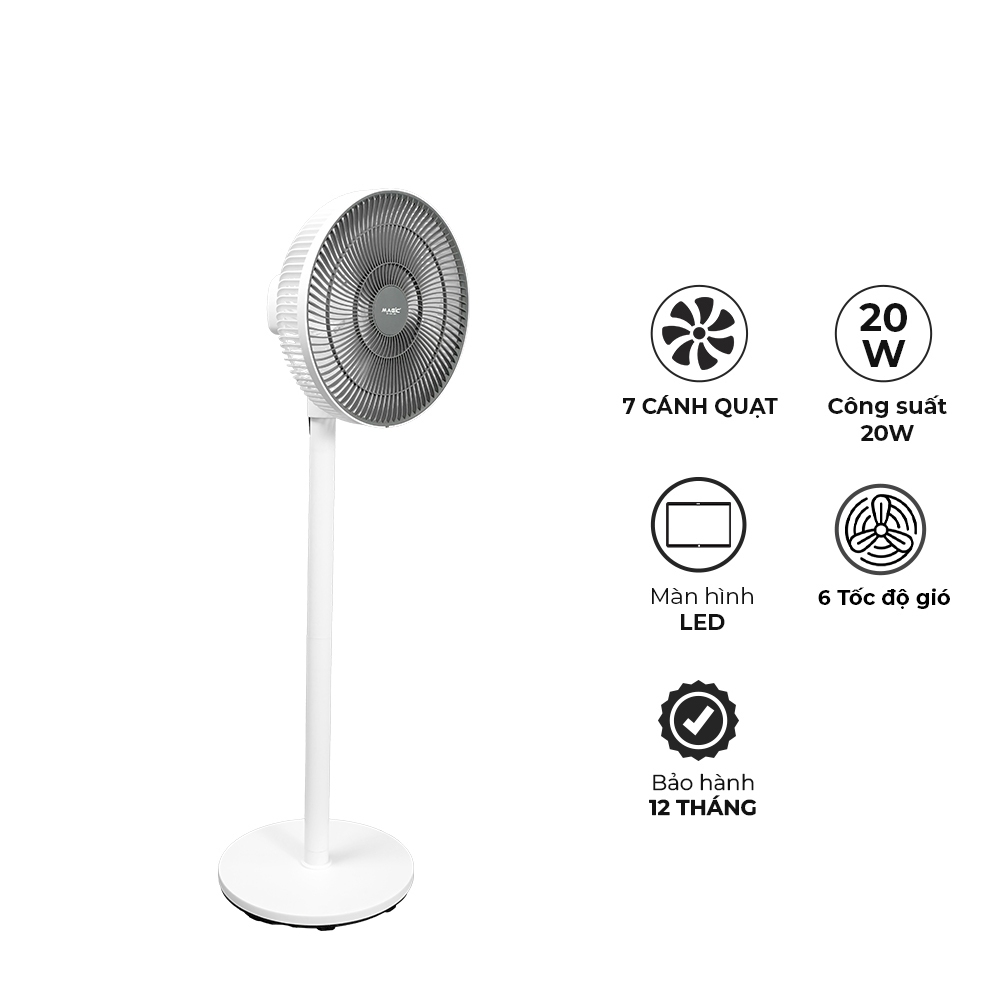 Quạt máy đứng có remote Magic AC-252, Hàng chính hãng, Giảm tiếng ồn, 3 chế độ gió, xoay 120 độ - JoyMall