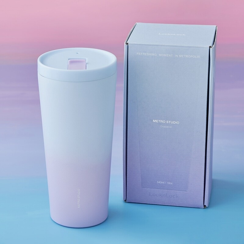 Ly giữ nhiệt LocknLock 540ml LHC4279VOL, LHC4279NBLK - Hàng chính hãng, có 2 nắp tiện lợi, đế silicone - JoyMall