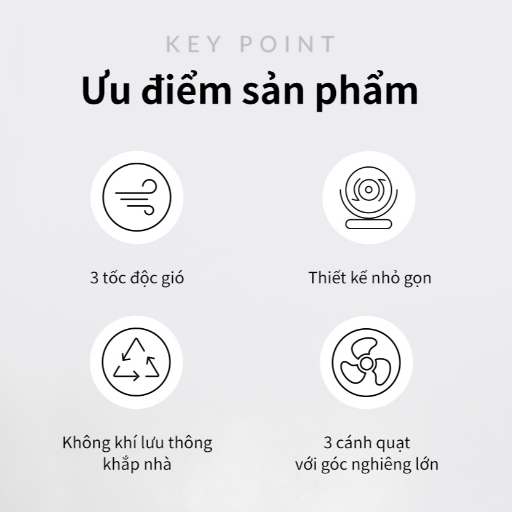 Quạt tuần hoàn không khí LocknLock Bianco ENF156IVY, Hàng chính hãng, mini để bàn, luồng gió đa chiều - JoyMall