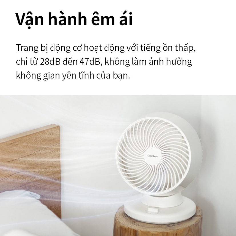 Quạt tuần hoàn không khí LocknLock Bianco ENF156IVY, Hàng chính hãng, mini để bàn, luồng gió đa chiều - JoyMall