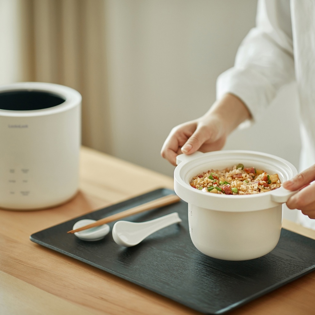 Nồi cơm điện mini 0.6L Bianco LocknLock EJR314IVY, Hàng chính hãng, Đa chức năng, Phủ men sứ, Nấu nhanh - JoyMall