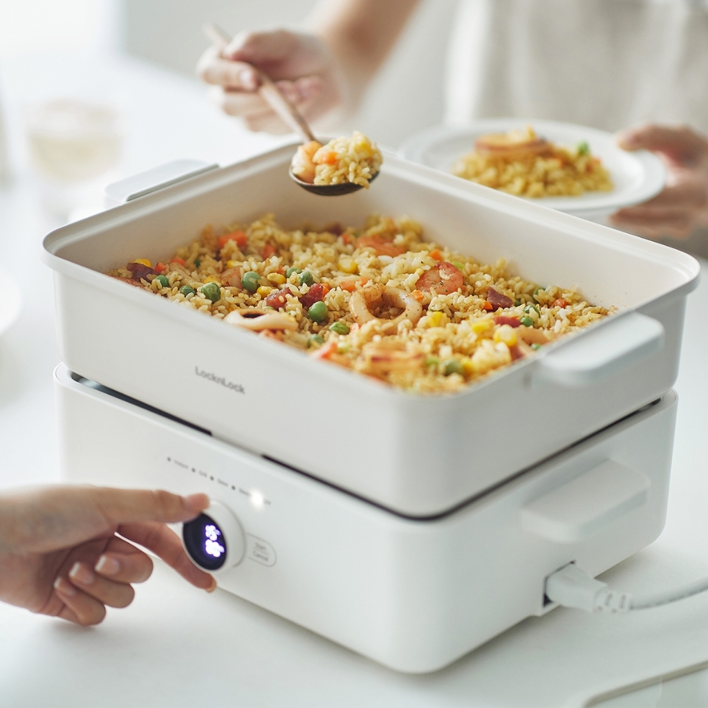 Nồi lẩu đa năng 4.5L Bianco LocknLock EJP154IVY, Hàng chính hãng, Phủ sứ chống dính, tay cầm cách nhiệt - JoyMall