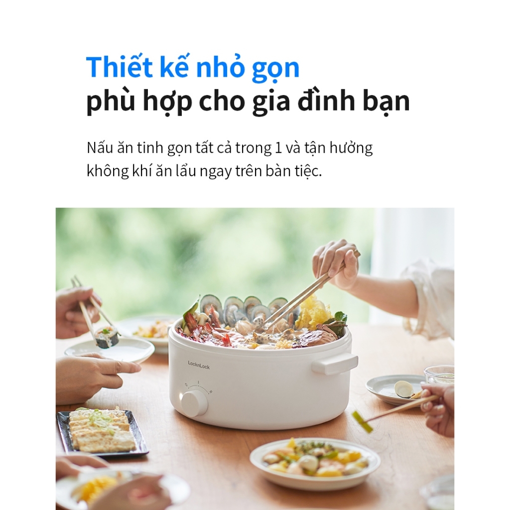 Nồi điện đa năng Bianco LocknLockEJP134IVY (5 lít), EJP124IVY ( 3 lít), Hàng Chính Hãng, Nấu nhanh, Phủ men sứ - JoyMall