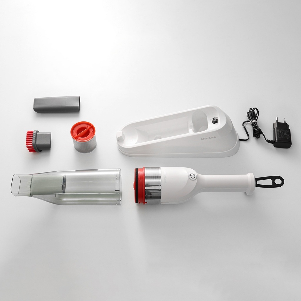 Máy hút bụi cầm tay mini 0.5L LocknLock ENV136WHT, Hàng chính hãng, bộ lọc HEPA, 2 mức, Lực hút mạnh, nhỏ gọn - JoyMall