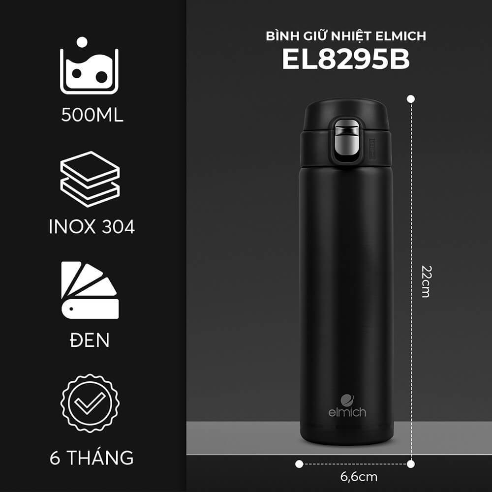 Bình giữ nhiệt inox 304 Elmich EL8295 dung tích 500ml, Hàng chính hãng, nắp bật 1 chạm, có miệng rót - JoyMall