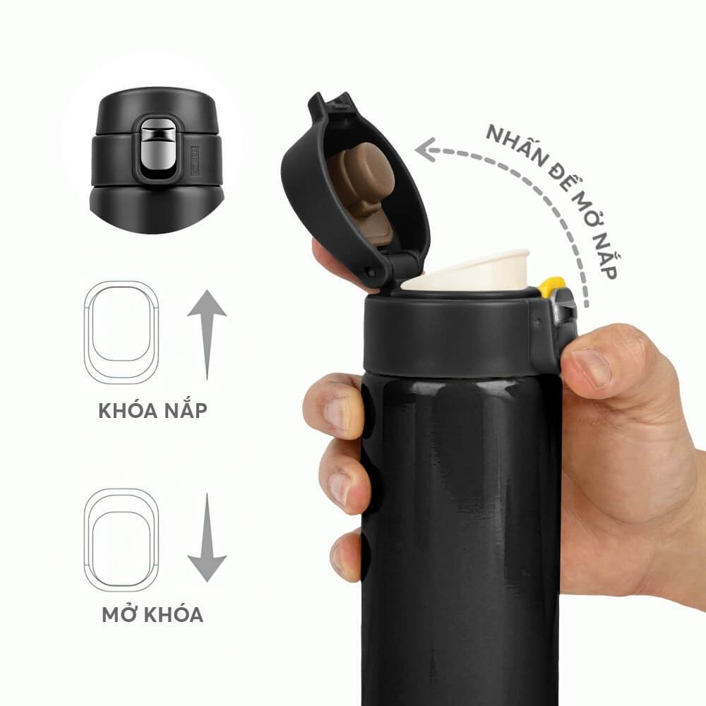 Bình giữ nhiệt inox 304 Elmich EL8295 dung tích 500ml, Hàng chính hãng, nắp bật 1 chạm, có miệng rót - JoyMall