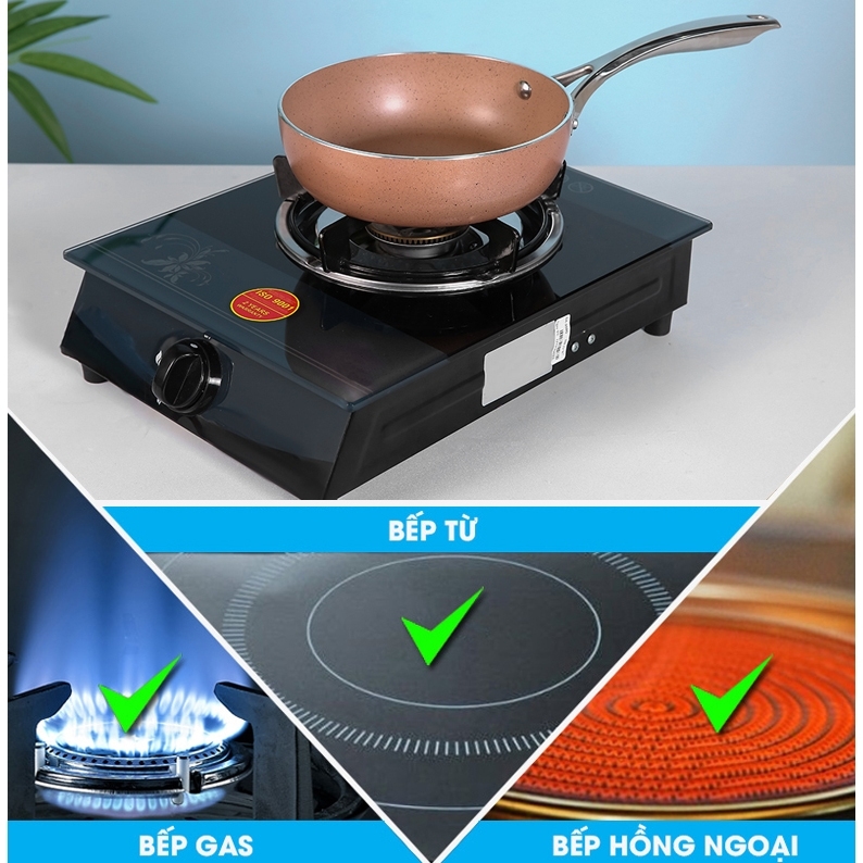 Chảo nhôm sâu vân đá đáy từ Elmich 24cm EL-5741MN, 20cm EL-5740MN