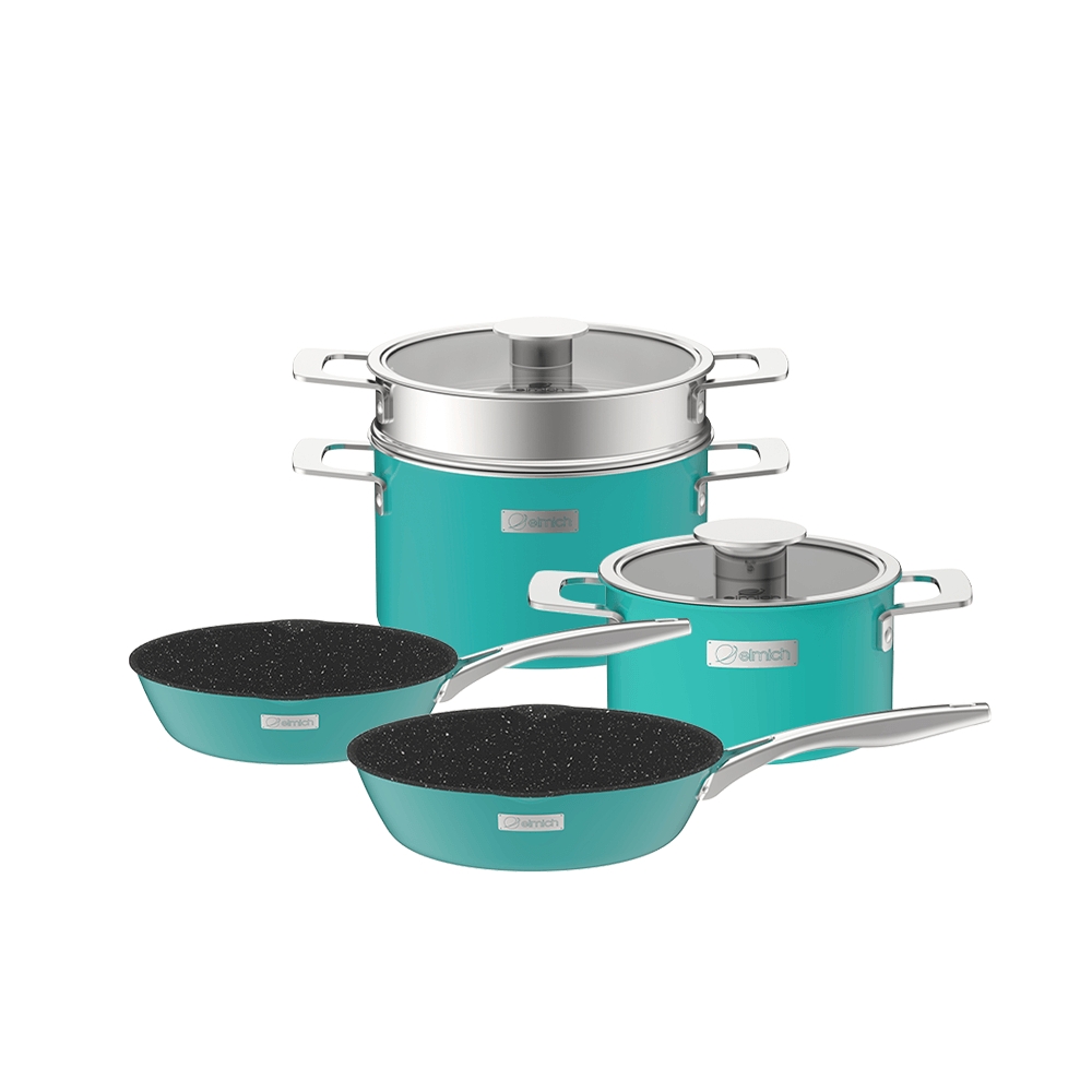 Bộ nồi Inox liền khối Elmich Hera EL-8234 EL-8194 18cm, nồi hấp 22 chảo 20 và chảo 26cm, Hàng chính hãng - JoyMall