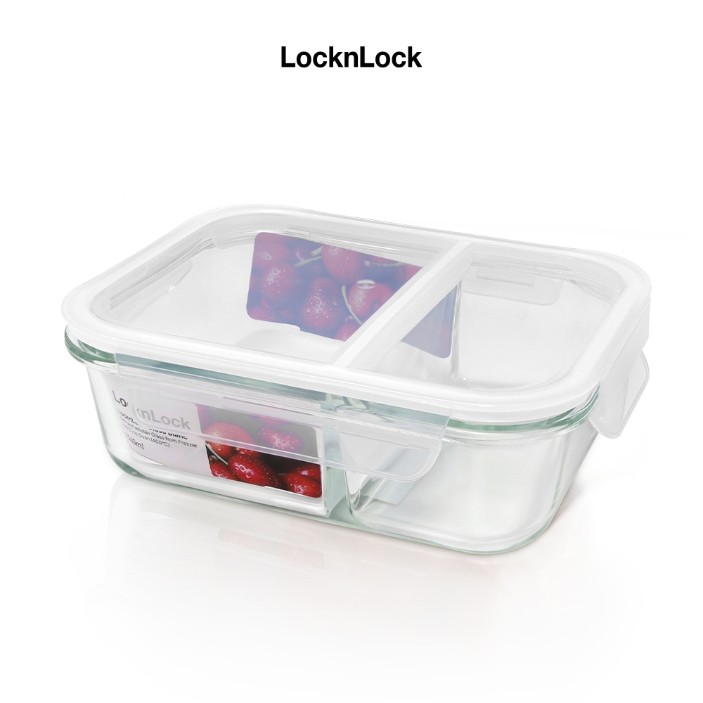 Hộp thủy tinh LocknLock BLANC bảo quản thực phẩm nhiều dung tích LLG120-Hàng chính hãng, chịu nhiệt cao, có ngăn-JoyMall