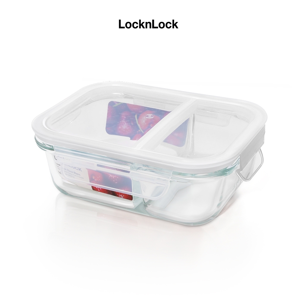 Hộp thủy tinh LocknLock BLANC bảo quản thực phẩm nhiều dung tích LLG120-Hàng chính hãng, chịu nhiệt cao, có ngăn-JoyMall