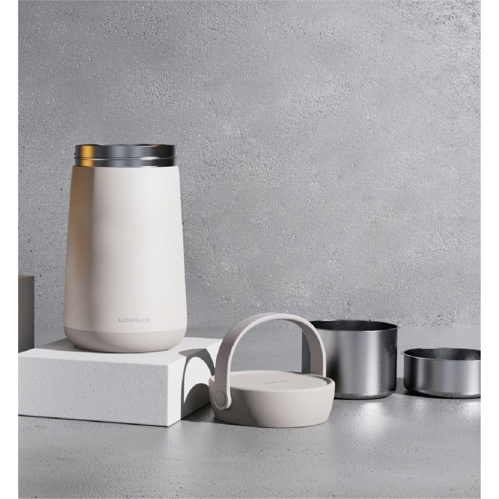 Bình giữ nhiệt đựng thức ăn LocknLock Mushroom LHC8048 LHC8049, Hàng chính hãng, 1,3-1,6L, 2 ngăn, có quai xách-JoyMall