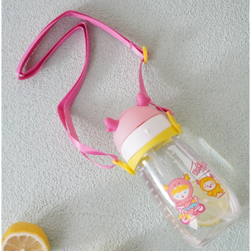 Bình nước nhựa LocknLock 450ml HAP910 Deer Kids, Hàng chính hãng, kèm ống hút silicone, dây đeo, họa tiết xinh-JoyMall