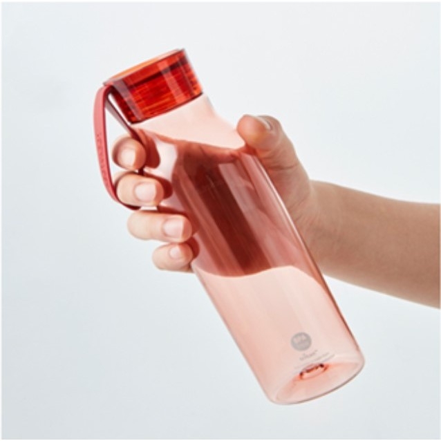 Bình nước nhựa 550ML Eco LocknLock ABF644LPIK Sakura, Hàng chính hãng, anh đào, nắp kèm dây silicone, chống rỉ - JoyMall