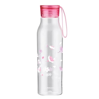 Bình nước nhựa 550ML Eco LocknLock ABF644LPIK Sakura, Hàng chính hãng, anh đào, nắp kèm dây silicone, chống rỉ - JoyMall