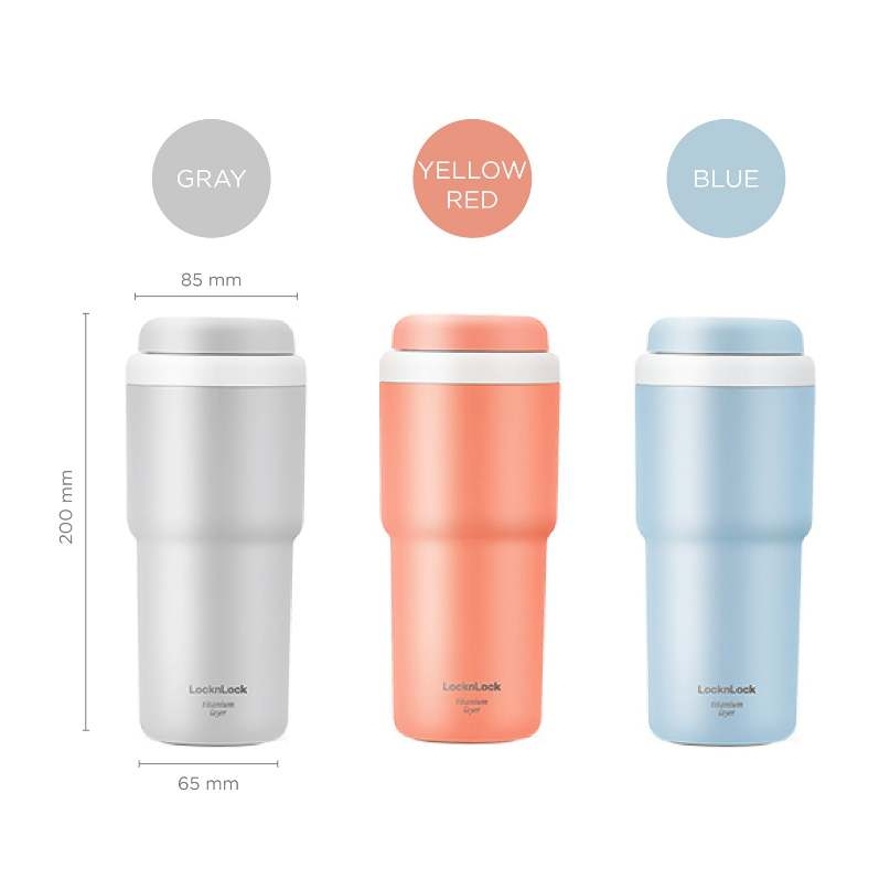 Ly giữ nhiệt LocknLock 480ml Macaron First Tumbler Titan LHC3291, Hàng chính hãng, thép không gỉ 304 mạ titan, mở 1 chạm-JoyMall